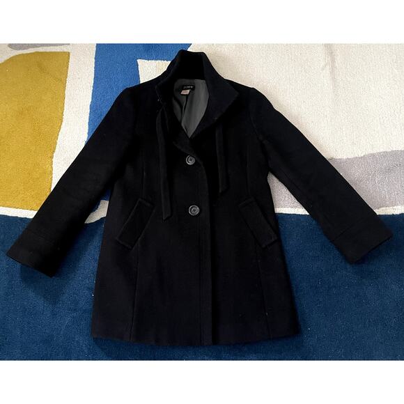 J.Crew Wool Cashmere Black Car Coat Overcoat Women’s 10 - Picture 1 of 7